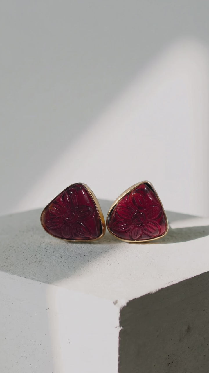 Vintage floral carved studs