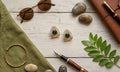 Emerald Geometric Pavé Stud Earrings