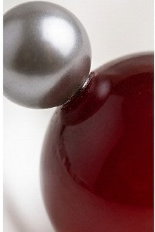 Glossy Garnet & Silver Double-Sphere Studs
