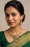 Royal Heritage Rose & Emerald Tone Traditional Necklace Set