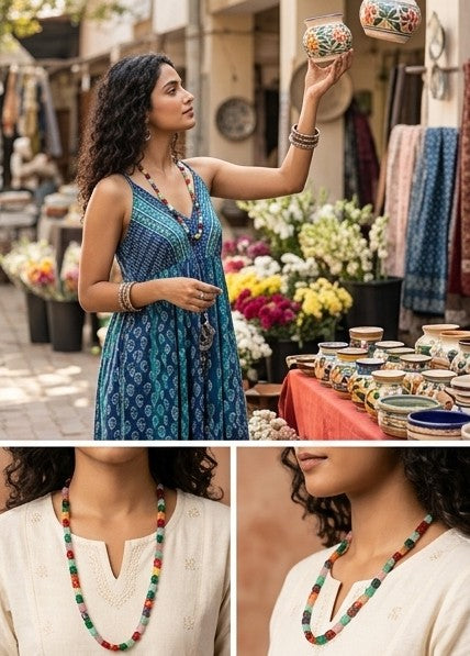 Artisan Vibrant Faceted Gemstone Necklace