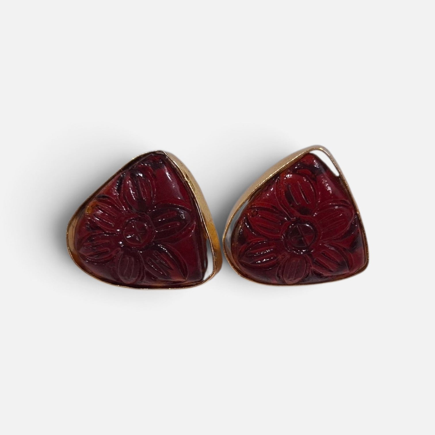 Vintage floral carved studs