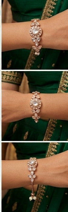 Gold Plated Kundan Slider Bracelet