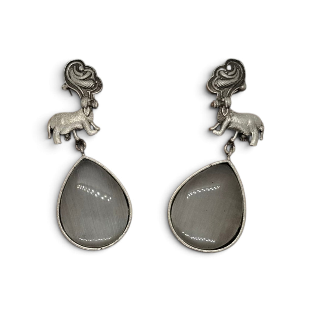 Oxidised Silver Animal Earrings