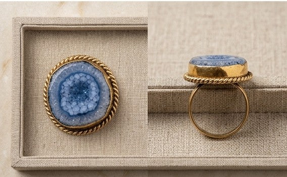 Celestial Blue Druzy Statement Ring