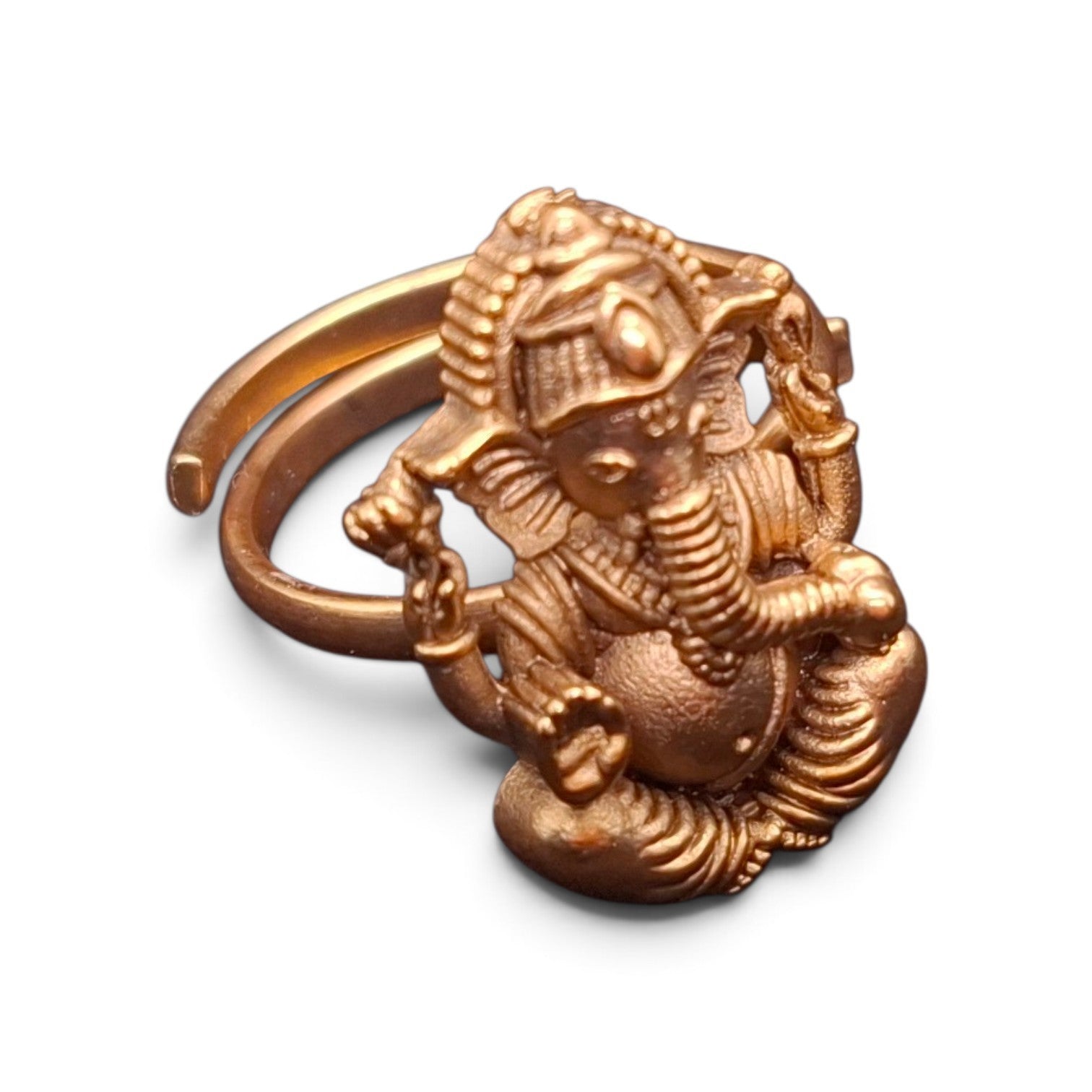 Antique Gold-Tone Lord Ganesha Temple Ring - Adjustable