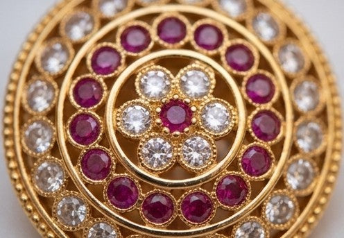 Regal Floral Motif Borla with Pearl Chain