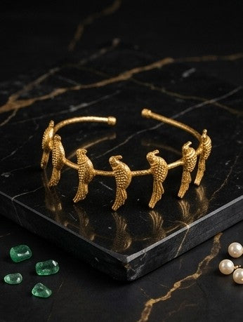 Vintage-Inspired Golden Flock Cuff Bracelet