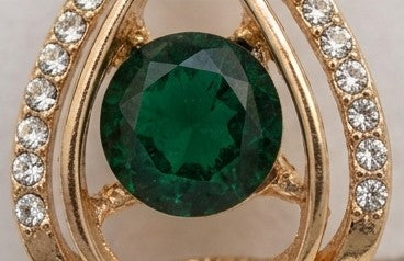 Emerald Geometric Pavé Stud Earrings
