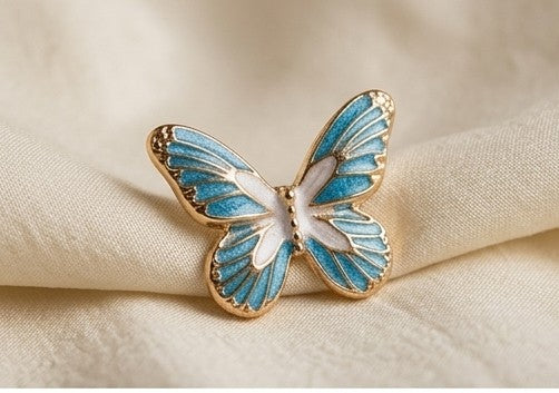Azure Enamel Butterfly Stud Earrings
