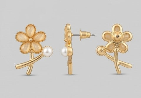 Blush Floral & Pearl Botanical Studs