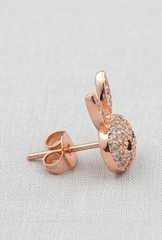 Rose Gold Pavé Bunny Stud Earrings