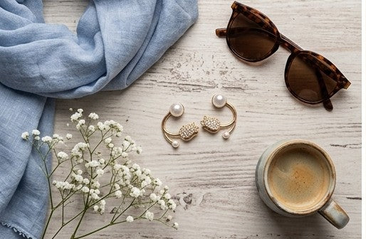 Crystal Tulip & Pearl Curved Earrings