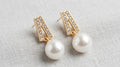 Crystal Chevron & Faux Pearl Drop Earrings