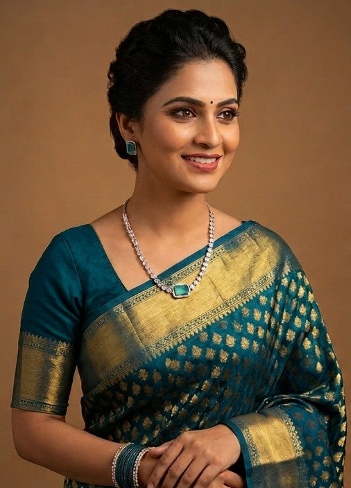 Rhodium-Plated Teal Necklace & Earring Set