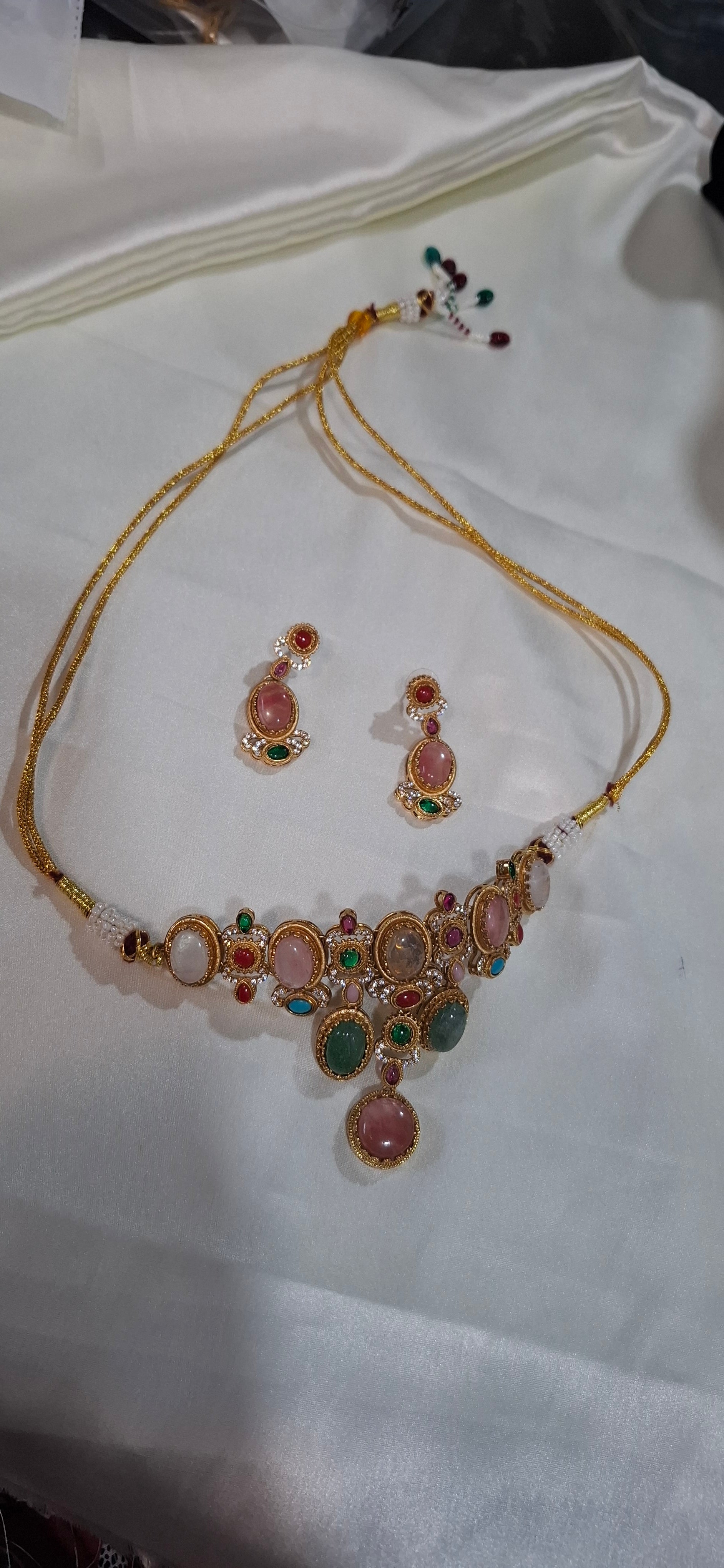Royal Heritage Rose & Emerald Tone Traditional Necklace Set