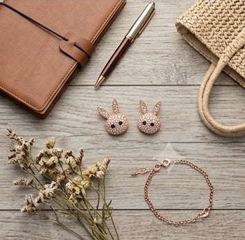 Rose Gold Pavé Bunny Stud Earrings