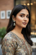 Oxidized Silver Peacock Motif Ear Cuff with Dangling Jhumka