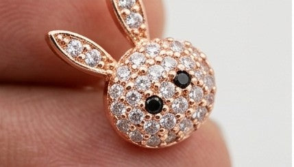 Rose Gold Pavé Bunny Stud Earrings