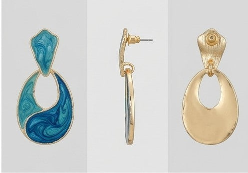 Azure Enamel Swirl Drop Earrings