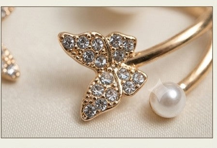 Pearl & Pavé Butterfly Ear Climbers