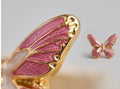 Rose Enamel & Gold Butterfly Earrings