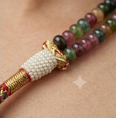 Double-Layered Multi-Gemstone Beaded Necklace with Pearl Accents