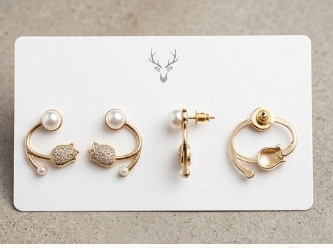 Crystal Tulip & Pearl Curved Earrings