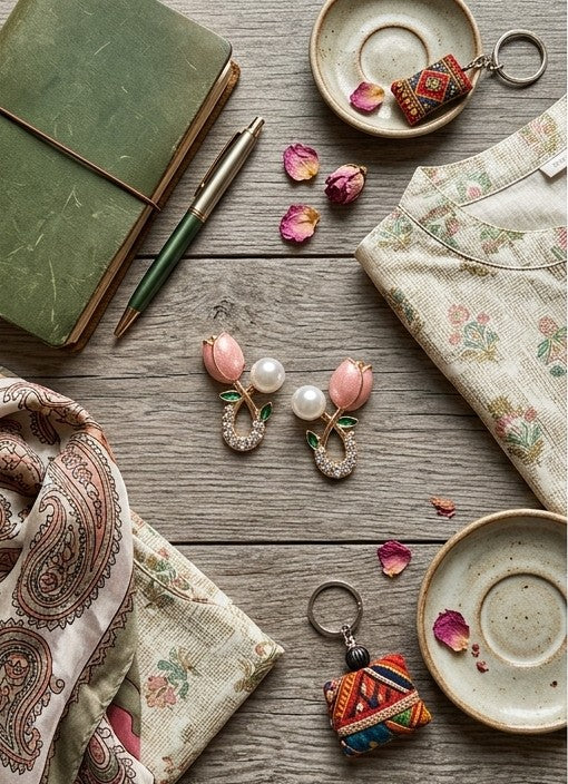 Blush Tulip & Pearl Pavé Earrings