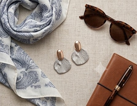Modern Two-Tone Textured Fan Drop Earrings