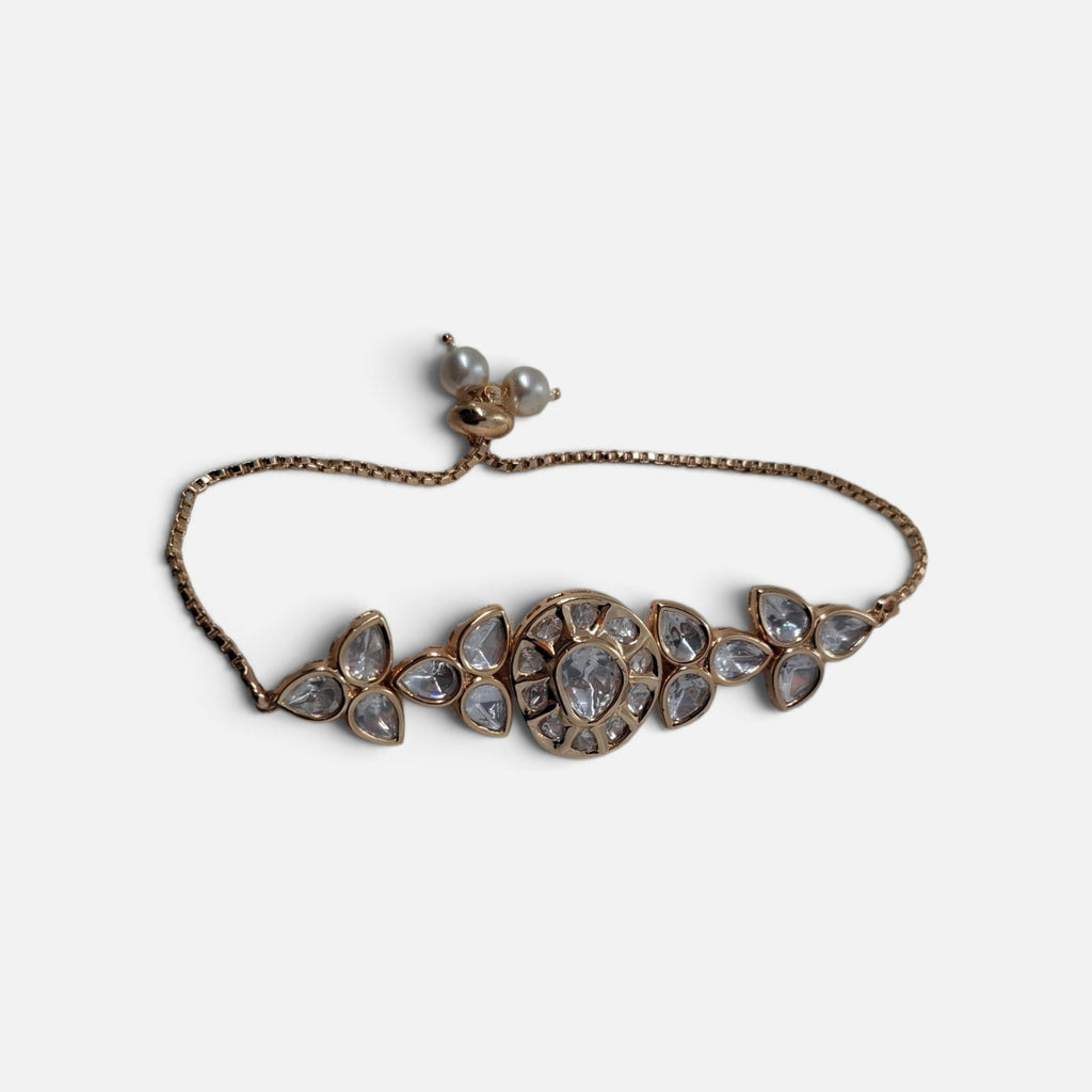 Gold Plated Kundan Slider Bracelet