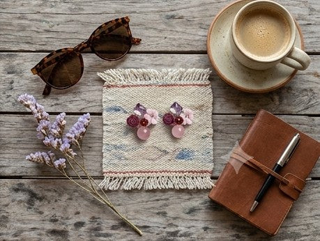 Romantic Rose & Crystal Cluster Earrings