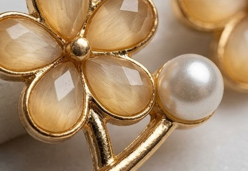 Blush Floral & Pearl Botanical Studs