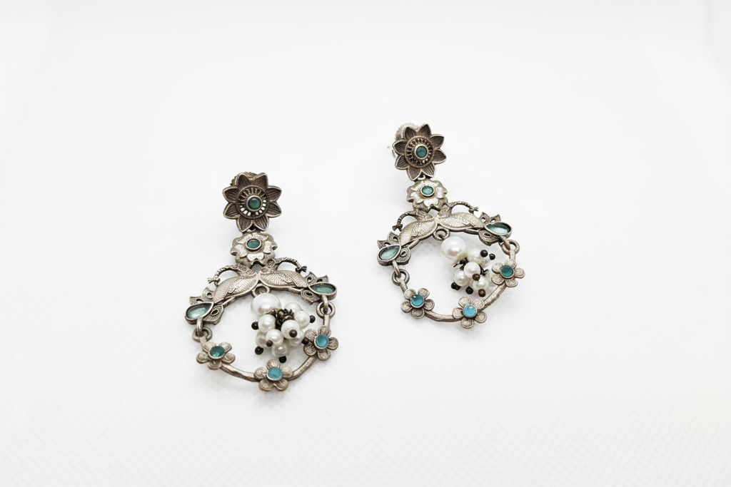 Vintage Style Chandelier Drop Oxidised Earrings