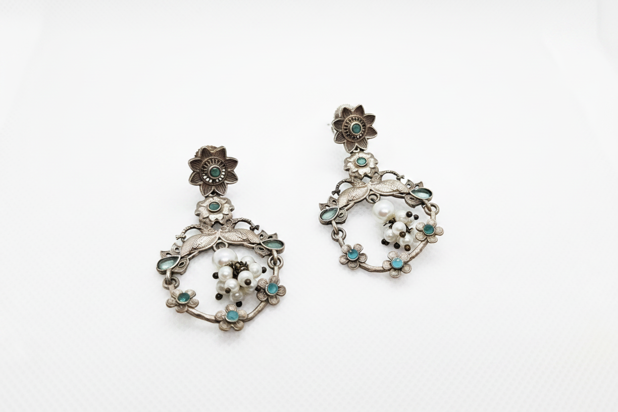 Vintage Style Chandelier Drop Oxidised Earrings