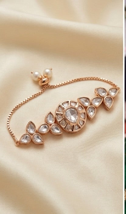Gold Plated Kundan Slider Bracelet