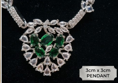 Verdant Cascade American Diamond Necklace Set