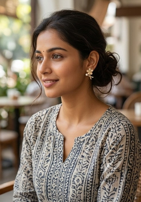 Blush Floral & Pearl Botanical Studs