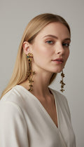 Vintage Floral Cluster Shoulder Duster Earrings