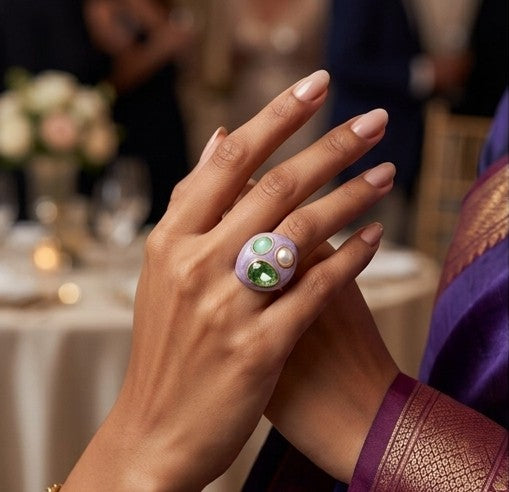 The Lavender Reverie Enamel Statement Ring