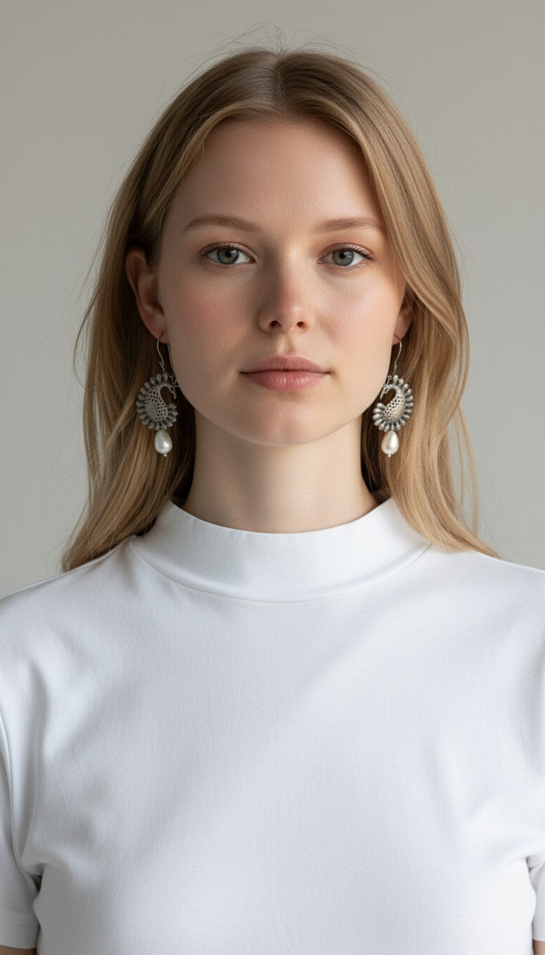 Peacock Paisley Drop Earrings