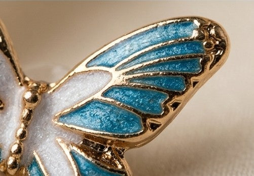 Azure Enamel Butterfly Stud Earrings