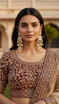 Ivory Cascading Pearl & Enamel  Jhumkas
