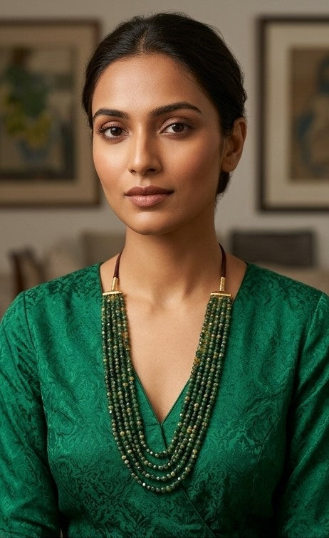 Emerald Canopy Multi-Strand Beaded Necklace