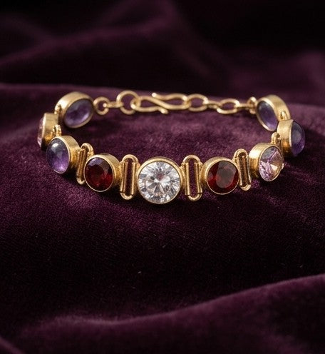 Vibrant Heritage Multi-Stone Gold-Tone Bracelet