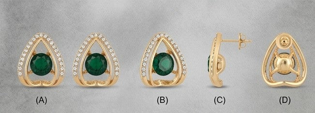 Emerald Geometric Pavé Stud Earrings