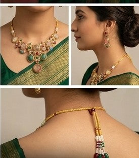 Royal Heritage Rose & Emerald Tone Traditional Necklace Set