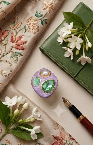 The Lavender Reverie Enamel Statement Ring