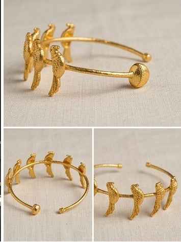 Vintage-Inspired Golden Flock Cuff Bracelet