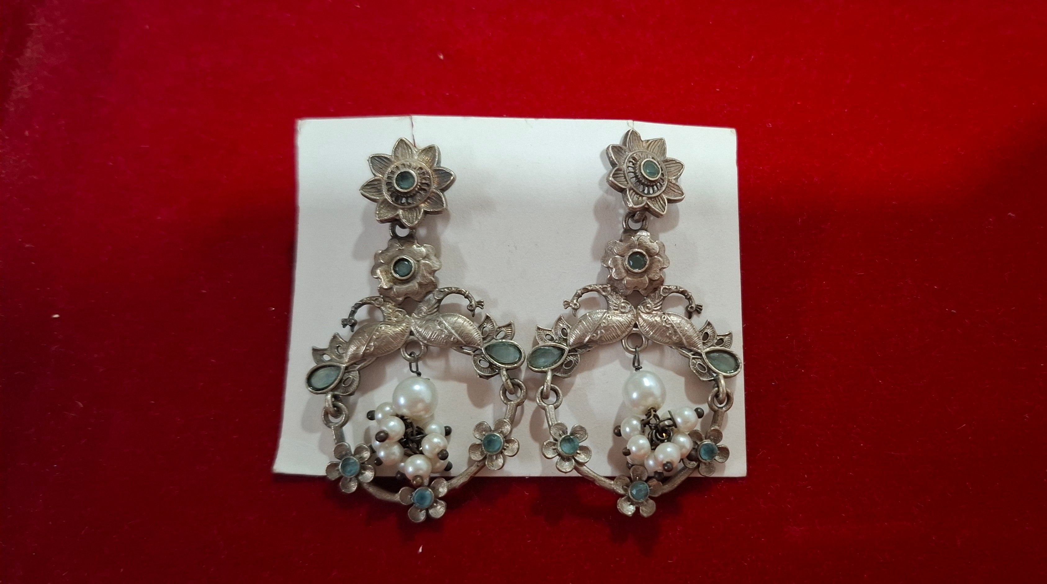 Vintage Style Chandelier Drop Oxidised Earrings